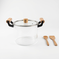 Bocaux en verre borosilicate classiques et durables pour soupes et bouillons, avec poignées en bois, résistants à la chaleur, compatibles lave-vaisselle, couvercles en verre – Vente en gros