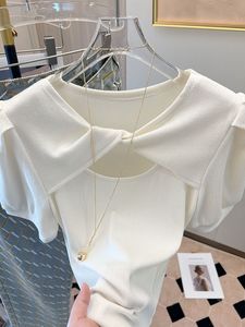 GX383 Estate 2025 Moda Unica Top con Design Incrociato, <span class=keywords><strong>T</strong></span>-Shirt da Donna a Maniche Corte in Tinta Unita - Product Image 4