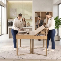 Table à manger convertible personnalisable, bureau multifonctionnel, meuble extensible et peu encombrant pour petit appartement ou salon