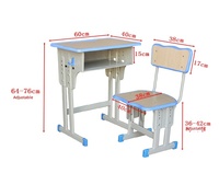 Bureau d'étude réglable en métal au design classique, ensemble durable de bureau et de chaise pour étudiants, pour l'école, la maison et le bureau