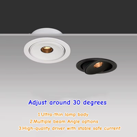 Angle de faisceau étroit 3 ° 8 ° 15 °   Plafonnier LED encastré dimmable AC85-265V 5W/7W/10W, lampe d'ambiance, spot de plafond