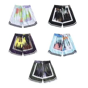 Comfortable Fashionable Printed Mens Drawstring Basketball Shorts Custom Logo Mens Running Shorts