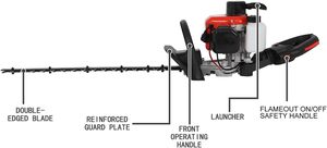 <b>Gasoline</b> Powered 2-Stroke 26cc 24-Inch Dual Sided Hedge Trimmer with Rotating Handle 0.74 KW/7500 RPM - Product Image 5