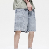 Nouveautés d'été : Jean court décontracté à motif écossais, respirant, taille mi-haute, avec fermetures éclair, coupe bootcut, pour homme