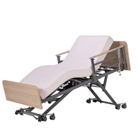 Lit médical électrique pour hôpital, lit de soins médicalisé électrique pour maison de retraite, lit de soins à domicile pour personnes âgées avec tête de lit en bois, conforme à la norme IEC60601
