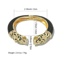 Bracelet manchette ouvert tendance à double tête de léopard émaillée, accessoire de mode animalier, best-seller transfrontalier