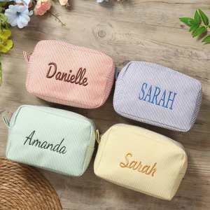 Sac de rangement pour articles de toilette/cosmétiques en coton, style rétro européen américain, super léger, durable, extensible et pliable - Product Image 1