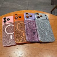 Coque Magnétique Scintillante à Paillettes pour iPhone 17 16 15 14 Pro Max avec Protection de l'Objectif et Antichoc Brillante
