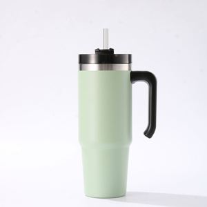 Gobelet isotherme de voyage pour voiture 20oz 30oz, tasse à double paroi avec couvercle et paille antidérapante pour le bureau - Product Image 2
