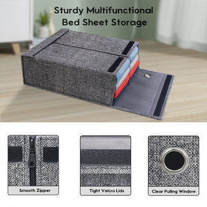 Organizadores de sábanas plegables con asa etiquetada y cremallera, cartón de tela para ahorrar espacio para sábanas tamaño Queen/<span class=keywords><strong>King</strong></span> - Product Image 5