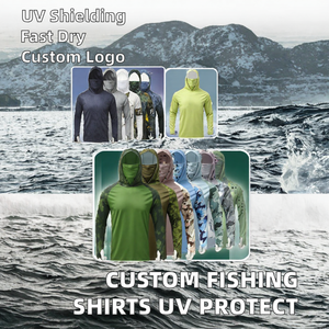 Chemise de pêche personnalisée UPF à manches longues avec capuche, protection UV, polyester, pour la pêche en plein air - Product Image 2