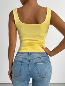 Camiseta sin Mangas Ecológica para Mujer, Transpirable, de Color Sólido, con Tirantes, Cuello sin Tirantes, Sexy y Casual para Club, Top Básico que Deja el Ombligo al Descubierto - Product Image 4