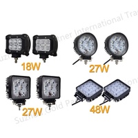 Lampe de travail LED ronde universelle pour voiture, camion, SUV, tout-terrain, 27W, 12V, 24V