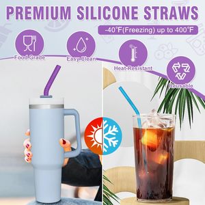 Recién llegado, Pajita de silicona personalizada con cepillo de limpieza, accesorios para bebidas reutilizables - Product Image 1