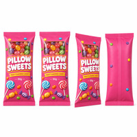 Bolsas de Mylar con Ventana Plana y Corte de Desgarre para Envasado de Alimentos, Dulces, Frutas, Chicles, Caramelos Duros y Bocadillos