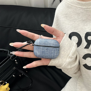 Étui simple vintage en jean texturé pour Apple <span class=keywords><strong>Airpods</strong></span> 1 2 3 4 Pro2, housse pour écouteurs sans fil, <span class=keywords><strong>boîte</strong></span> <span class=keywords><strong>de</strong></span> charge pour <span class=keywords><strong>Airpods</strong></span> Pro3 - Product Image 6