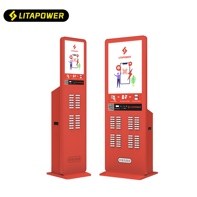 48-Slot Floor-Standing Power Bank Sharing Kiosk with 43-Inch LED Advertising Display Commercial Charging Station