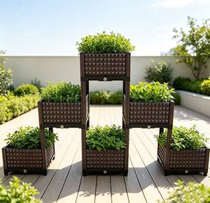 Jardinière Carrée Auto-Arrosante en PP Durable, Écologique, Style Ferme Contemporain & Japandi, Design Romain, Mignonne, 200x40x83cm - Product Image 3