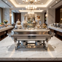 Chauffe-plat de buffet hôtelier commercial entièrement isolé en acier inoxydable, design à couvercle rabattable, finition pour cuisinière électrique ou à combustible