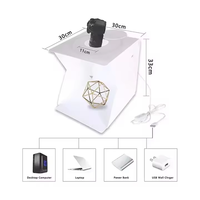 Tenda lampu fotografi portabel, kotak lampu Studio foto portabel 6 warna 2 Strip Led 40cm x 40cm x 40cm
