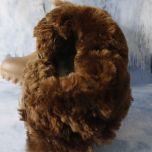 Bottes de neige d'hiver en peau de mouton pour femme, en cuir, patchwork, doublure en laine, antidérapantes, talon bas, taille 40 - Product Image 3