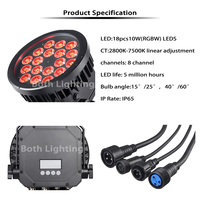Projecteur LED d'extérieur Bothlighting IP65 18x10W RGBW 4-en-1 à effets DMX512 pour discothèques, clubs et scènes