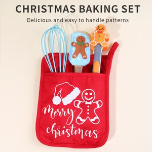 New Arrivals Eco-friendly Christmas Cake Baking Tools Silicone Spatula Cotton Mat Gift Set For Baking Pastry