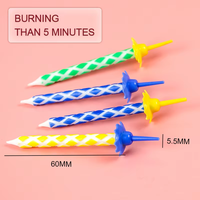 Lilin Kue Ulang Tahun & Tahun Baru Ramah Lingkungan Buatan Tangan Ukiran Spiral Grosir Pabrik 24 Pcs Warna-Warni Bergaris Tanpa Aroma