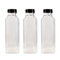 Bouteille de boisson en plastique PET rectangulaire de 350 ml à vente chaude pour jus, bière, soda, thé au lait avec bouchon à vis