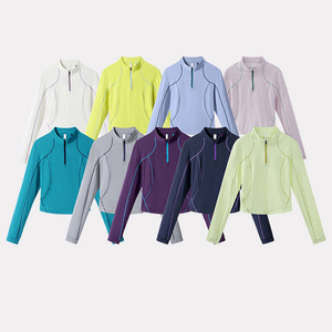 Top da donna a manica lunga con mezza zip, in tela anti-pilling, ad asciugatura rapida, slim fit, per corsa all'aperto e allenamento, primavera autunno - Product Image 1