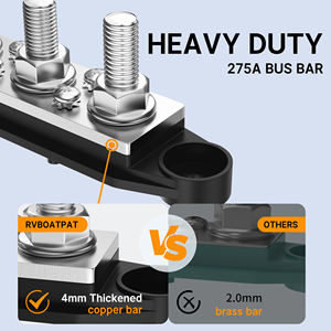 Barramentos de Distribuição de Energia em Cobre com Bloco de Terminais e 4 Pinos de 3/8"(M10) e <span class=keywords><strong>6</strong></span> X # Barra de Conexão com 8 Parafusos 275A com Tampa - Product Image 3