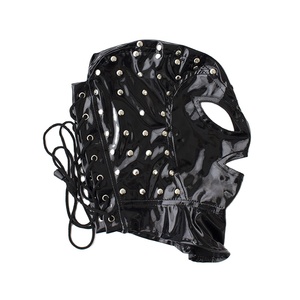 PUレザーマスクヘッド拘束フードヘッドロールプレイ小道具BDSMフェチセックスおもちゃ - Product Image 5