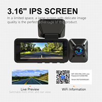 Cámara para Auto de 3 Canales 4K con 3 Lentes, Super Visión Nocturna, Sensor G, GPS Integrado, WiFi, 1 Año de Garantía, DVR/Caja Negra Grabadora de Video