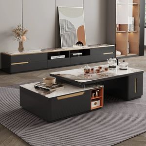 <span class=keywords><strong>Mesa</strong></span> de té de apartamento de tamaño pequeño con juego de té, combinación de gabinete de TV telescópico <span class=keywords><strong>para</strong></span> sala de estar en casa - Product Image 3