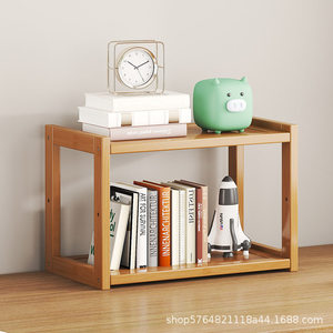 <b>Desktop</b> Bookshelf Storage Rack 3 Tier Wooden Office <b>Organizer</b> <b>For</b> Books Toys Electronics Standing Type Rectangle Shape - Product Image 4