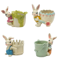 Lapin coloré pour l'extérieur, créative, style nordique, pot de fleur, ornements en résine artisanale