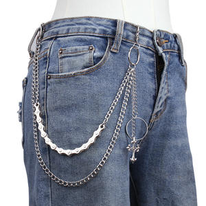 <b>Cross</b> Double Layer Trouser <b>Chain</b> Tibetan Silver Punk Waist <b>Chain</b> For Men Daily Wear - Product Image 1