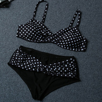 Ensemble bikini 2 pièces grande taille froncé à pois push-up taille haute sexy pour femme