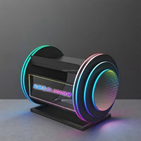 Meubles de bar modernes, cabine DJ incurvée avec éclairage LED, utilisation commerciale, console DJ semi-circulaire, éclairage RGB