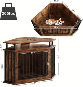 Cage pour <span class=keywords><strong>chien</strong></span> d'angle de 44 pouces avec 2 étagères, en bois massif, mobilier de niche, salon, utilisation en intérieur, chiens de petite et moyenne taille, moderne, non pliable - Product Image 5