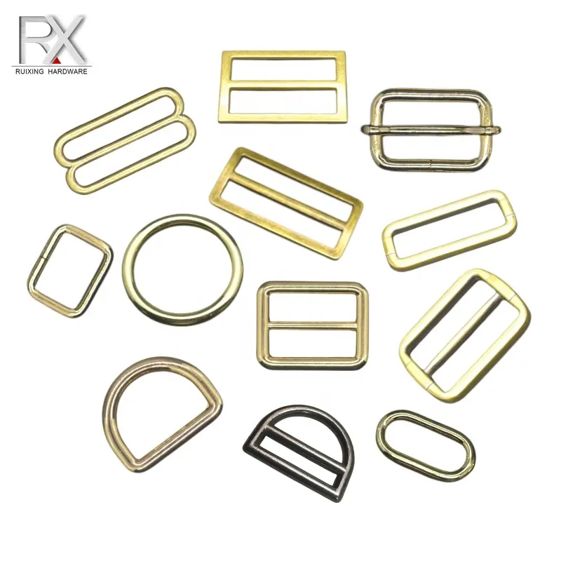 Ajustador de anel de metal em todos os tamanhos, ajustador de deslize de metal, barra dupla, d, redonda, para bolsa, retangular, fivela de anel quadrado, acessórios de metal