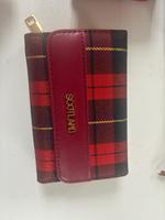 Dompet Anti Maling Unisex Mewah Sctoland Motif Kotak-kotak Berkualitas Tinggi Desainer Vintage dengan Ritsleting, Pemblokir RFID, Kanvas Tartan Panjang Warna Cappuccino