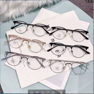Jamie K1297 Round Eyebrow Line Frame Glasses Full-Frame Plano Lenses Anti-Uv Blue Light Protection Unisex - Product Image 2