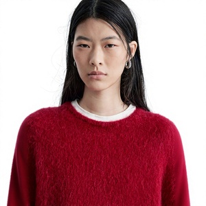 Sweat-shirt en mohair pour femme, pull personnalisé de luxe, col rond, doux, chaud, tricoté, décontracté, streetwear, mode hiver - Product Image 5