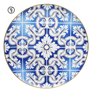 Vajilla de Cerámica Azul y Blanca Estilo Barroco Vintage, Juego de Platos de Porcelana para Restaurante, Plato de Presentación de Porcelana Fina - Product Image 4