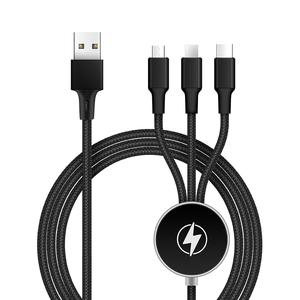Cable USB <span class=keywords><strong>Micro</strong></span> Tipo-C 3 en 1 con Logotipo LED Personalizado, Carga Rápida de 2A, 1.2M, para Tableta, Computadora e Impresora, Regalo Promocional - Product Image 1
