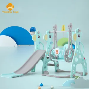 Tobogán y columpio de plástico para niños pequeños, juego de columpio de lujo para patio interior