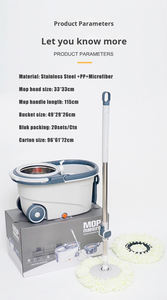 Système de nettoyage domestique, <span class=keywords><strong>serpillière</strong></span> rotative à tête ronde à 360 degrés, <span class=keywords><strong>serpillière</strong></span> en microfibre en acier avec seau, nettoyage des sols à domicile - Product Image 2