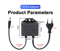 Adaptateur 12V DC 2A pour caméra CCTV, éclairage LED, utilisation sur ordinateur de bureau - Certifié CE, prise US, matériau ignifuge