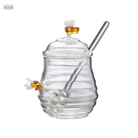 Pot de miel de conception simple ensembles de bidons en verre borosilicaté pot de bouteille en verre de stockage de miel avec cuillère